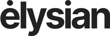 The word elysian is written in bold, black, lowercase letters in a clean, modern sans-serif font—ideal for an agency for dentists or marketing for dentists seeking a sleek and professional brand identity.
